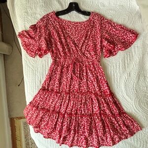 SHEIN Red Floral Mini Dress for women